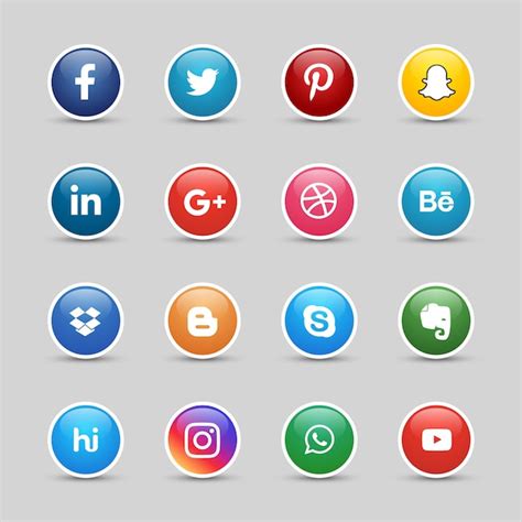 Botones De Redes Sociales Vector Premium