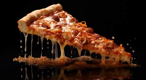 Premium Ai Image Juicy Piece Of Delicious Italian Pizza Melted Cheese