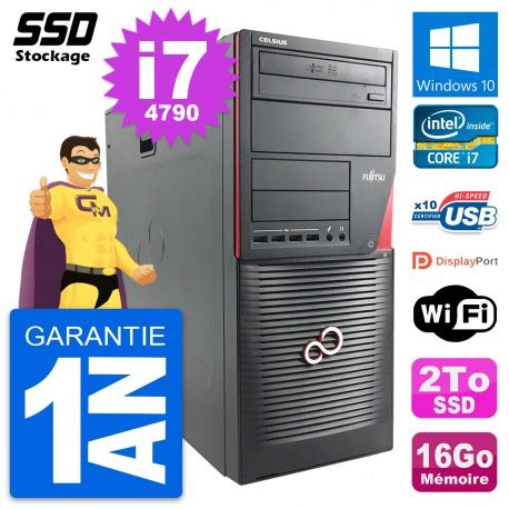 PC Tour Fujitsu Celsius W530 MT Core I7 4790 RAM 16Go SSD 2To Windows