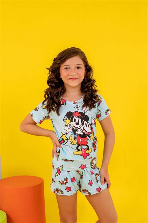 Pijama Infantil Feminino Sued Azul Arco Iris Estrela Imp Rio Lingerie