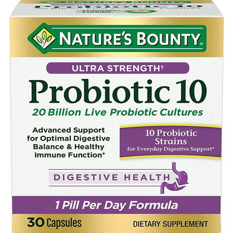 [กล่องไม่สวย] Nature S Bounty Ultra Strength Probiotic 10 Probiotic Strains 20 Billion Live