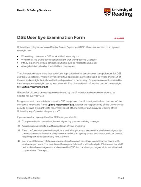 Fillable Online DSE Eye Examination Claim Form Fax Email Print PdfFiller