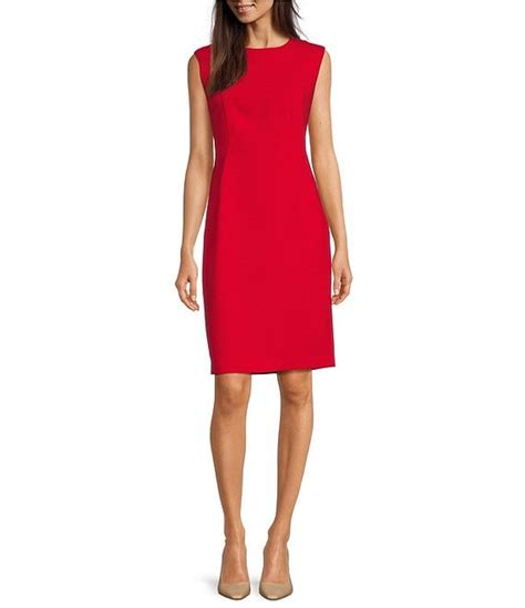 Donna Karan Sleeveless Crew Neck Sheath Dress Dillards