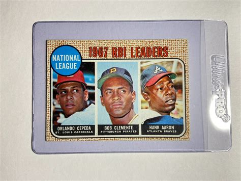 1968 Topps Set Break 3 N L RBI Leaders VG VGEX Hank Aaron Roberto