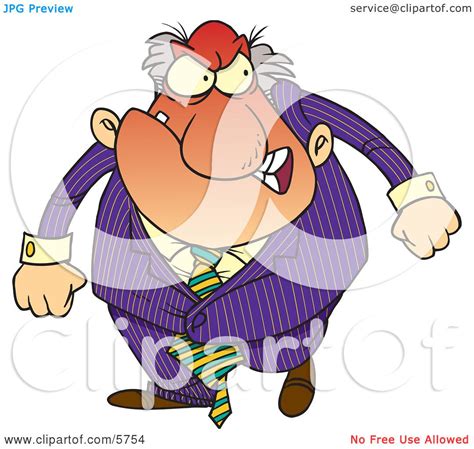 Red and Mad Boss Man Gritting His Teeth Clipart Illustration by Ron Leishman #5754