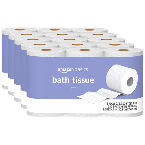 Amazon Basics 2-Ply Toilet Paper, 6 Rolls (Pack of 5), 30 Rolls total ...