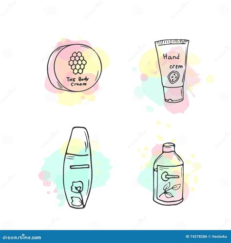 Illustration Organique De Cosmétiques Bouteilles De Cosmétique De