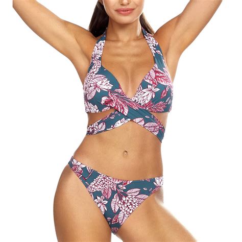 Lorin Dame Bikini Set Badeanzug Zweiteilig Geblümt Bademode Sommer