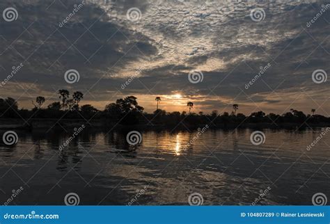 Sunset on the Okavango River in Namibia Stock Image - Image of botswana, natural: 104807289