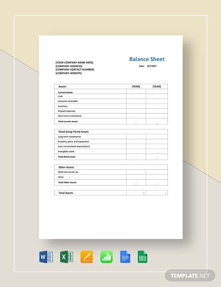 Balance Sheet Format - 21+ Free PDF Documents Download