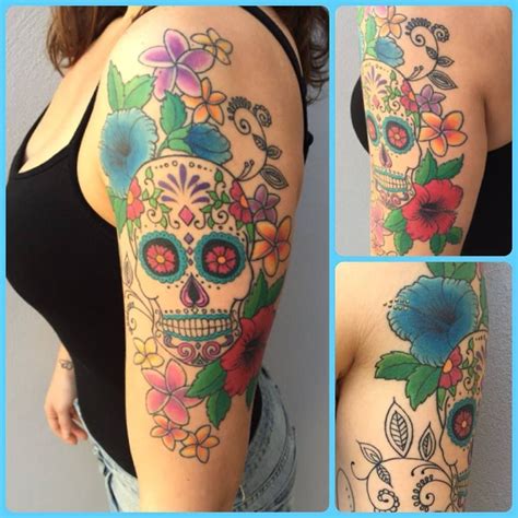 Beautiful Girly Sugar Skull Tattoo For Sleeves Sugar Skull Tattoos Mexican Skull Tattoos