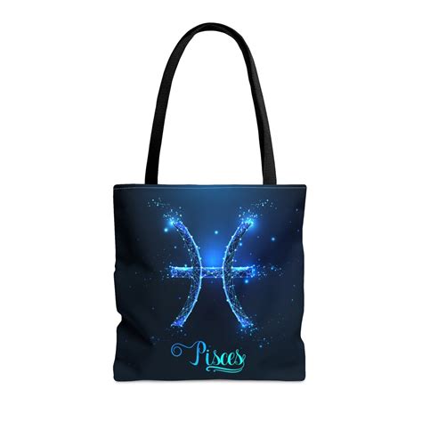 Pisces Zodiac Sign Tote Bag Black And Blue Zodiac Symbol Bag Etsy