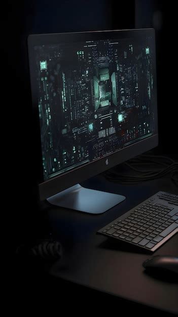 Concepto de seguridad cibernética Ratón y teclado de monitor de