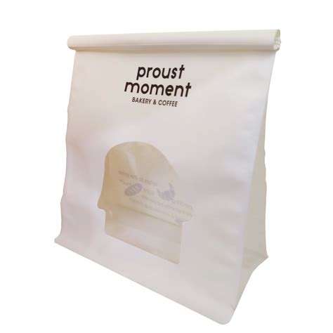 Custom Window Shape White Flat Bottom Bread Toast Food Tin Tie Bag