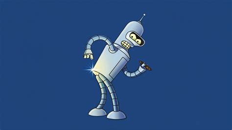 Bender Futurama Wallpaper 4k Blue Background Funny Cartoon