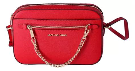 Bolsa Tiracolo Grande Em Couro Saffiano Michael Kors Jet Set Vermelha