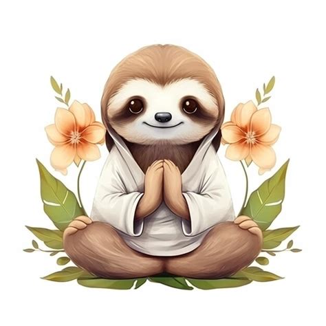 Premium Ai Image A Close Up Of A Sloth Sitting In A Lotus Position