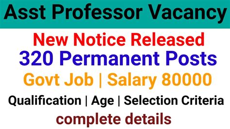 Assist Professor Vacancy Permanent Asst Professor