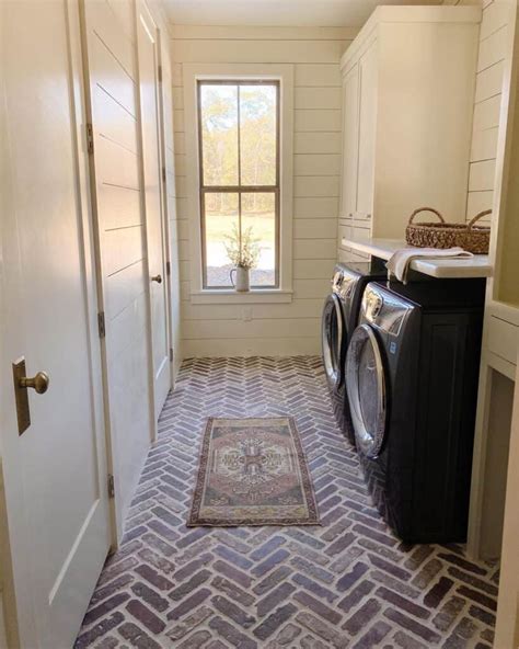 Brick Herringbone Laundry Room Flooring Soul Lane