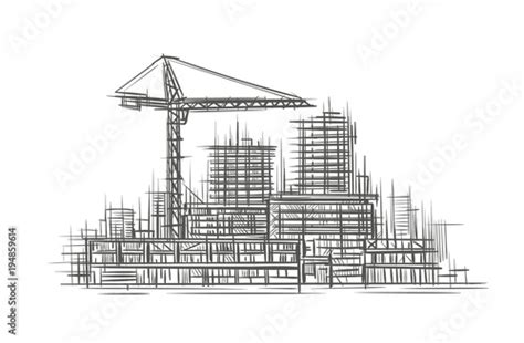 Construction Site Sketch Hand Drawn Vector Stock Vector Adobe Stock