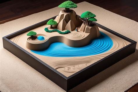 Kinetic Sand Art In A Zen Garden With Projections Mockup Premium Ai