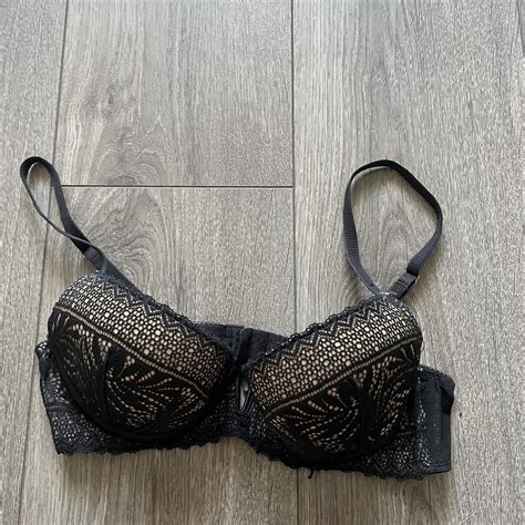 New Look Black And Nude Lace Padded Bra Size Depop