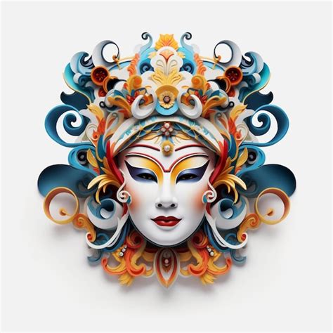 Premium Ai Image Paper Art Traditional Chinese Art Peking Opera Face Mask