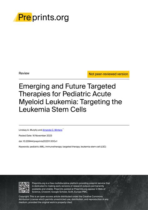 Pdf Emerging And Future Targeted Therapies For Pediatric Acute