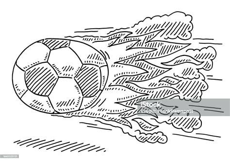 Fast Flying Soccer Ball Fire Drawing Stock Illustration - Download ...