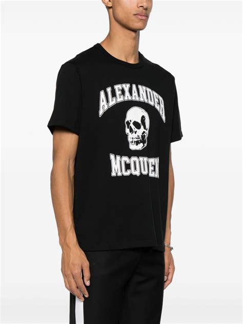 Alexander McQueen Logo Print Cotton T Shirt Black FARFETCH