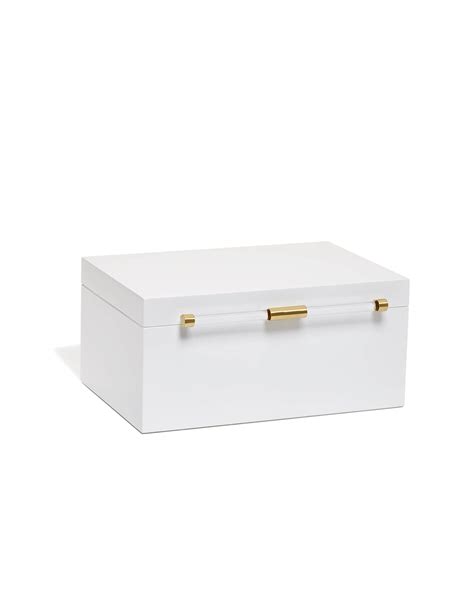 Medium Antique Brass Jewelry Box In White Lacquer Kendra Scott