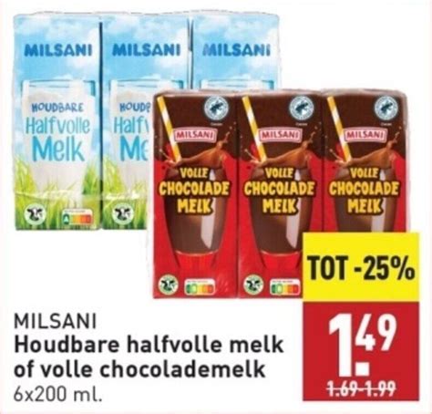 Milsani Houdbare Halfvolle Melk Of Volle Chocolademelk X Ml