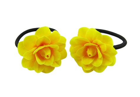 Pair Rose Flower Elastic Hair Ties Colors Available Etsy