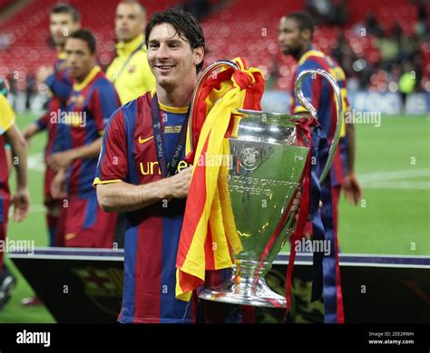 Barcelonas Lionel Messi Celebrates Winning Uefa Champions League Hi Res