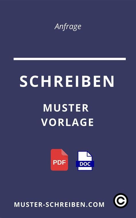 Anfrage Schreiben - Muster - Vorlage 