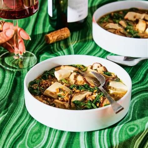 Mushroom Soup With Tofu And Farro Recipe Elle Gourmet