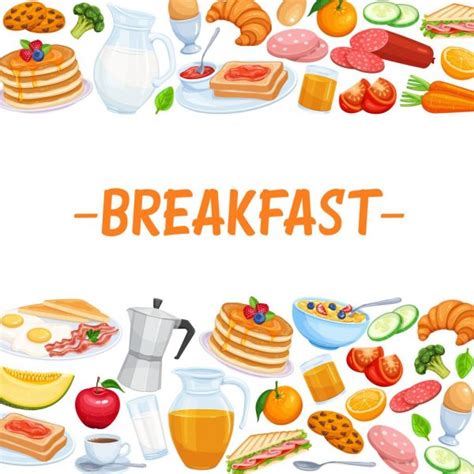 Tasty Breakfast Banner Template With Tasty Morning Meal Dishes Seamless