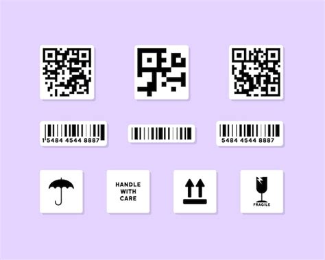 Conjunto de iconos de código de barras y qr código de escaneo del