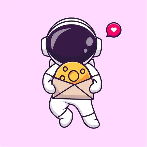 Lindo Astronauta Sosteniendo La Ilustración Del Icono Del Vector De Dibujos Animados De La Letra