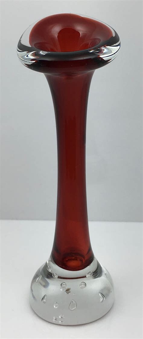 Aseda Red Jack In The Pulpit Vase Aseda Glass Art Bud Vases