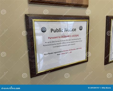 Richmond County Sheriff S Office Interior Sex Offender Sign Editorial Photography Image Of