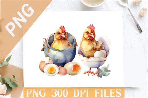 Watercolor Chicken Egg Png Clipart Graphic By Design Store · Creative