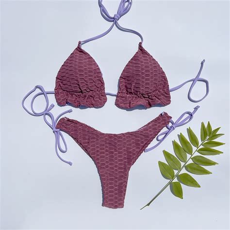 Sexy Ruched Bikini Women Bandeau Swimsuit Female Low Waist Swimwear Double Sided Wear