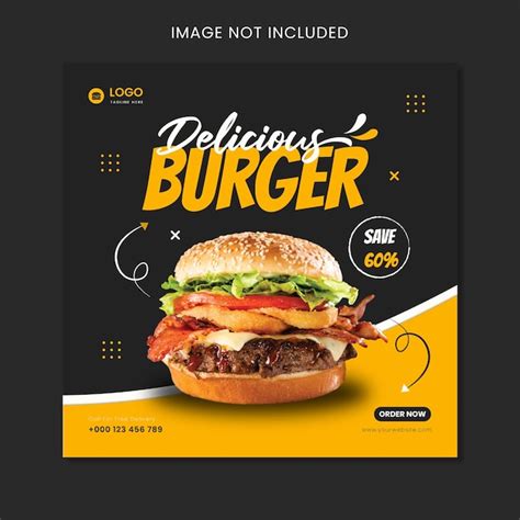 Köstlicher Burger Social Media Instagram Post Web Banner oder