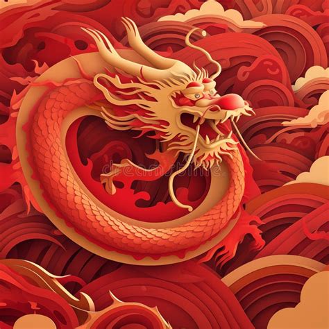 China Gold Dragon On Red Background Stock Photo Image Of Design