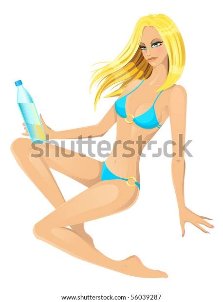 Beautiful Blonde Girl Bikini Vector Illustration Stock Vector Royalty Free 56039287 Shutterstock