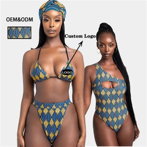 Wholesale String Bikini African Print Swim Suits Custom Sexy String Swimsuit Sexy Swimwear And