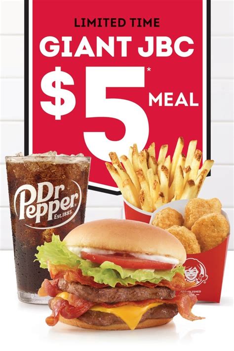 Giant Deal Alert Wendy S Giant Jr Bacon Cheeseburger 5 Meal Deal Returns