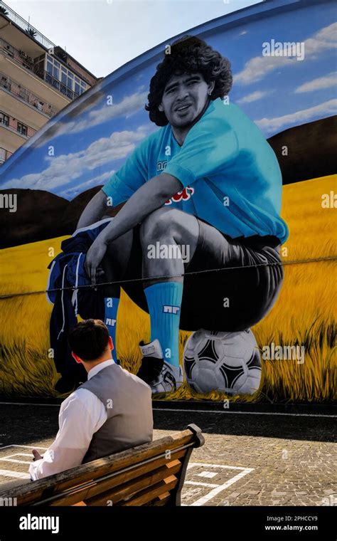 A Wall Mural Depicting Diego Armando Maradona Made By Artist Leticia