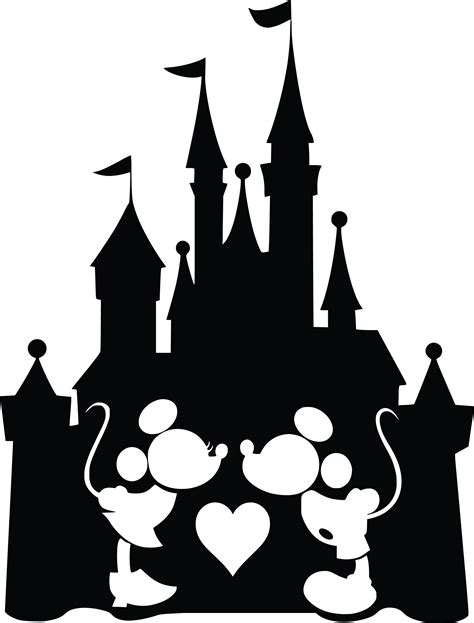 Mickey And Minnie Kissing Castle Silhouett Svg Mickey Svg Inspire